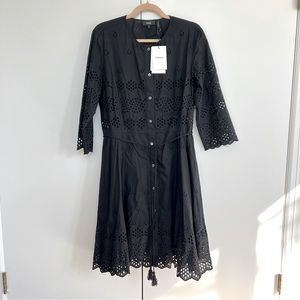 Theory Kalsingas Vintage Eyelet Dress, Black, 12, NWT